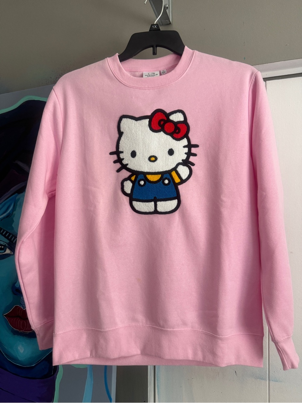 Sanrio Hello Kitty Pink Sweatshirt Chenille Patch Oversized Crewneck Medium
